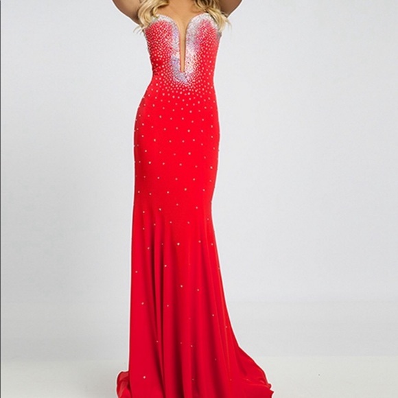 Jovani Red Crystal Gown - Picture 2 of 9